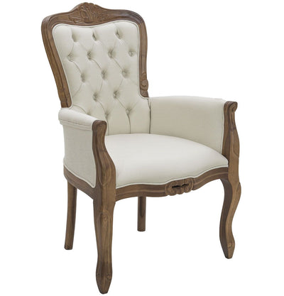 Poltrona Luis XV com Lateral Fechada Imbuia e Creme + Cores