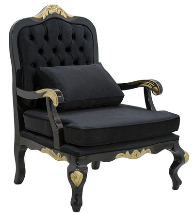 Poltrona Rei Luis XV Preta com Dourado + Cores