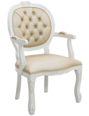 Poltrona Medalhão II Entalhada Provençal Branca com Facto Dourado + Cores