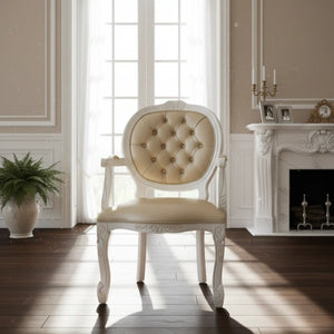 Poltrona Medalhão II Entalhada Provençal Branca com Facto Dourado + Cores