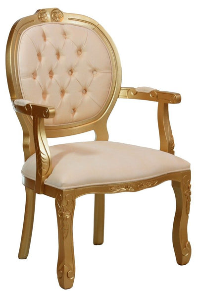 Poltrona Medalhão II Entalhada - Dourado e Bege + Cores