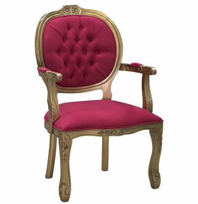 Poltrona Medalhão II Entalhada Dourado Envelhecido e Vermelho + Cores