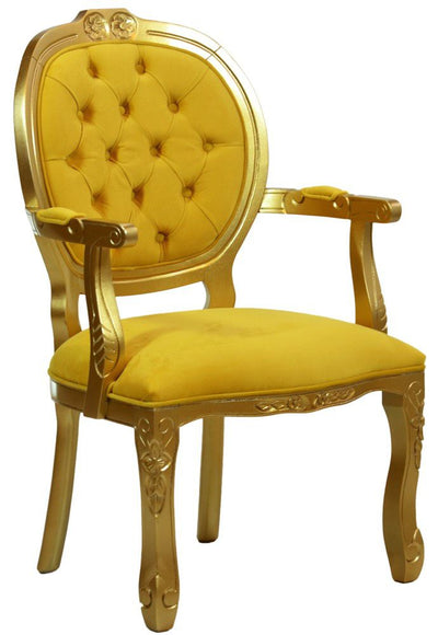 Poltrona Medalhão II Entalhada - Dourado e Amarelo + Cores
