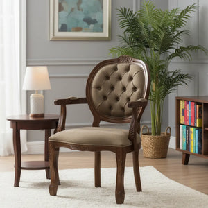 Poltrona Medalhão II Entalhada - Imbuia e Marrom Esverdeado + Cores