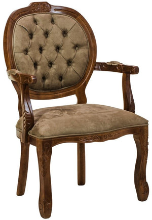 Poltrona Medalhão II Entalhada - Imbuia e Marrom Esverdeado + Cores