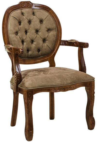 Poltrona Medalhão II Entalhada - Imbuia e Marrom Esverdeado + Cores