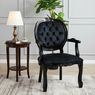 Poltrona Medalhão II Entalhada - Preta e Veludo Amassado + Cores