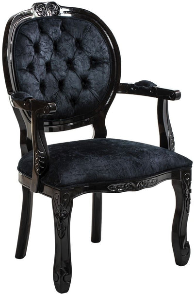 Poltrona Medalhão II Entalhada - Preta e Veludo Amassado + Cores