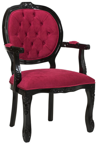 Poltrona Medalhão II Entalhada - Preta e Vermelha + Cores