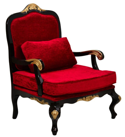 Poltrona Rei Luis XV - Preto com Dourado e Vermelho + Cores