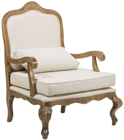 Poltrona Rei Luis XV - Imbuia e Linho Claro + Cores