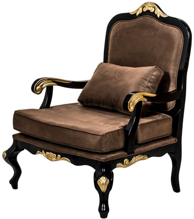 Poltrona Rei Luis XV - Preto com Dourado e Marrom + Cores