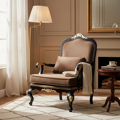 Poltrona Rei Luis XV - Preto com Dourado e Marrom + Cores