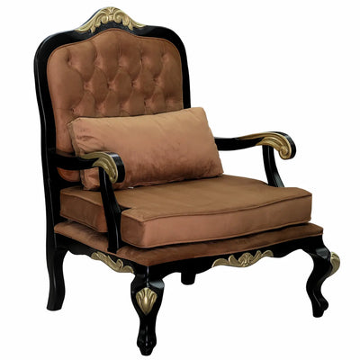 Poltrona Rei Luis XV Preto com Marrom Amarelado + Cores