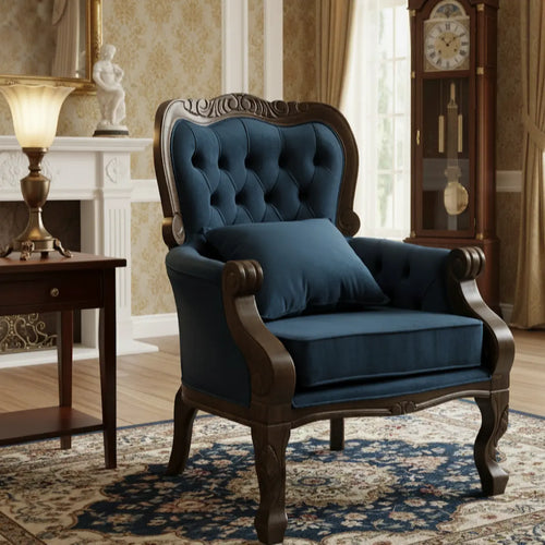 Poltrona Vitoriana Capuccino e Azul + Cores