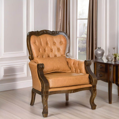 Poltrona Vitoriana Estofada em Couro Ecológico + Cores