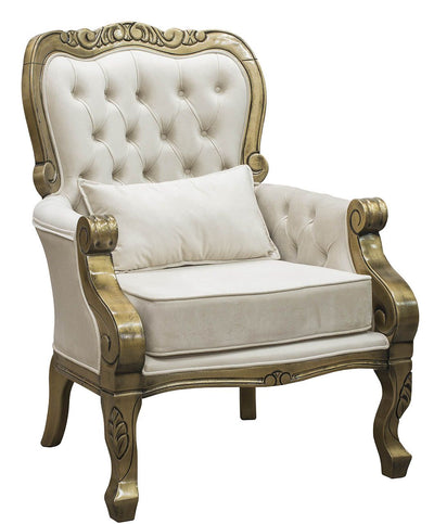 Poltrona Vitoriana Dourado Envelhecido e Branco + Cores