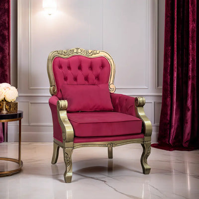 Poltrona Vitoriana Dourado Envelhecido e Vermelho + Cores