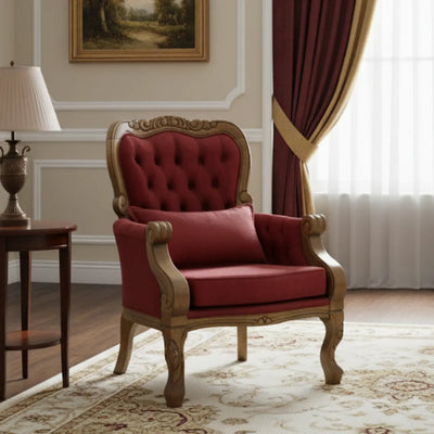 Poltrona Vitoriana Envelhecida e Vermelha + Cores