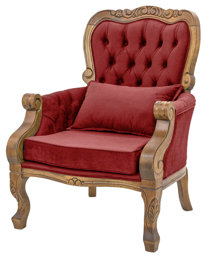 Poltrona Vitoriana Envelhecida e Vermelha + Cores