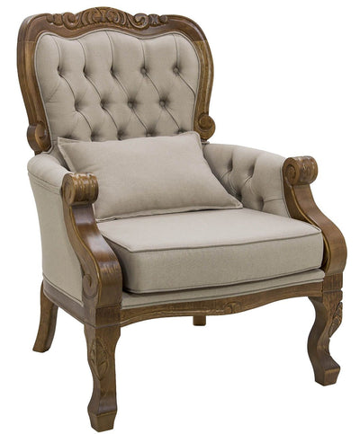 Poltrona Vitoriana Imbuia e Linho + Cores