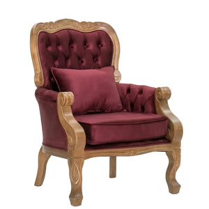 Poltrona Vitoriana Verniz Mel com Vermelho Vinho + Cores