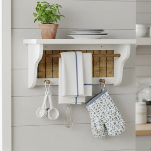 Prateleira Rústica com Toalheiro e Cabide - Branca e Cera + Cores
