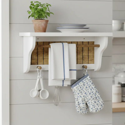 Prateleira Rústica com Toalheiro e Cabide - Branca e Cera + Cores