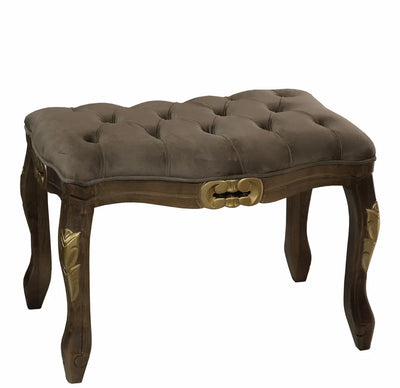 Puff Curvo Luis XV Entalhado Verniz Capuccino com Detalhes Dourados + Cores