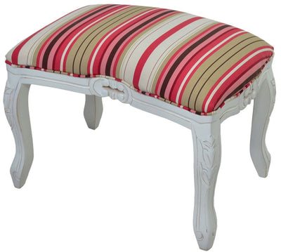 Puff Curvo Luis XV Entalhado Provençal Branco e Vermelho + Cores