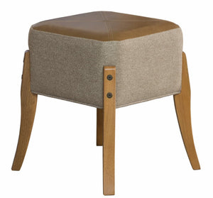 Puff Escandinavo Quadrado - Linho e Couro Sintético