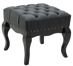 Puff Luis XV Quadrado com Tachas Preto + Cores