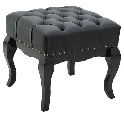 Puff Luis XV Quadrado com Tachas Preto + Cores