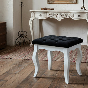 Puff Luis XV Liso - Branco e Preto + Cores