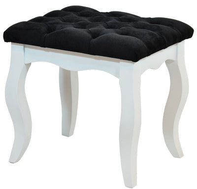 Puff Luis XV Liso - Branco e Preto + Cores