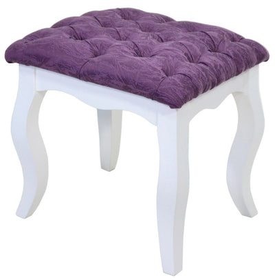 Puff Luis XV Liso - Branco e Roxo + Cores