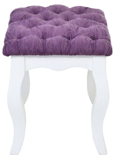 Puff Luis XV Liso - Branco e Roxo + Cores