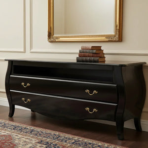 Rack Bombê 2 Gavetas com Nicho Preto Brilho + Cores