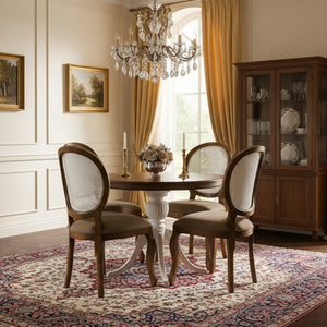 Sala de Jantar Compacta Carla 4 Lugares Medalhão Envelhecida com Tela Branca + Cores