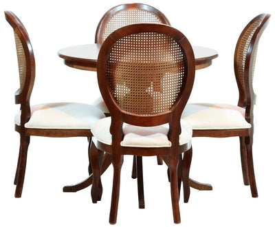 Sala de Jantar Compacta Carla 4 Lugares Medalhão com Tela Imbuia + Cores