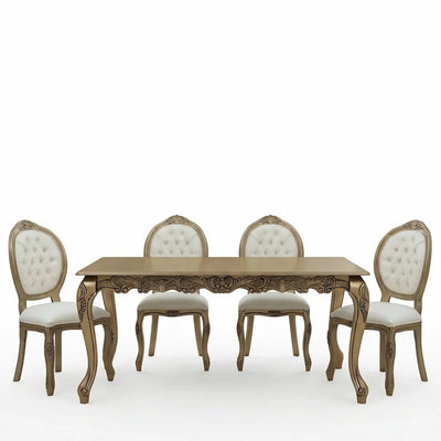 Sala de Jantar Imperador com 4 Cadeiras Medalhão IV - Dourado Envelhecido