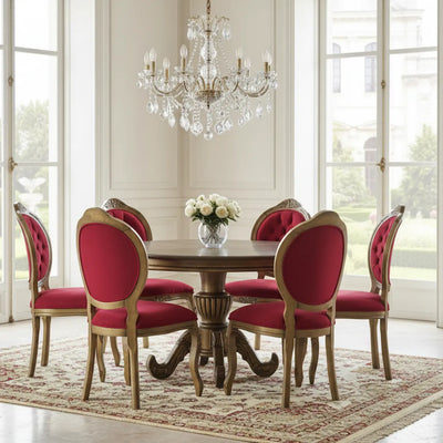 Sala de Jantar 6 Lugares Medalhão IV Entalhada Envelhecida + Cores