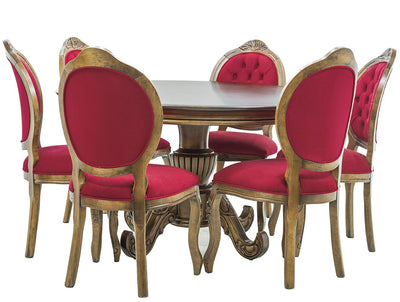 Sala de Jantar 6 Lugares Medalhão IV Entalhada Envelhecida + Cores