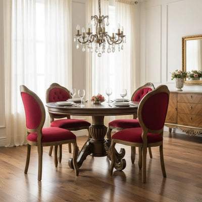 Sala de Jantar 4 Lugares Medalhão IV Entalhada Envelhecida + Cores