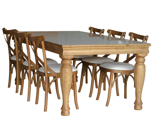 Sala de Jantar Safari com 6 Cadeiras X Anatômica - Verniz Mel + Cores