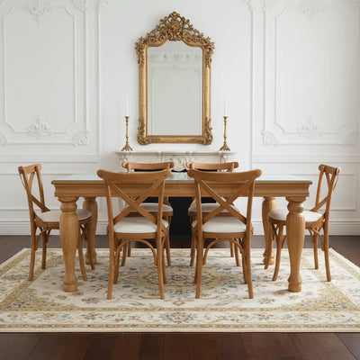 Sala de Jantar Safari com 6 Cadeiras X Anatômica - Verniz Mel + Cores