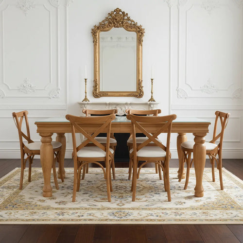 Sala de Jantar Safari com 6 Cadeiras X Anatômica - Verniz Mel + Cores