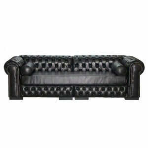 Sofá Chesterfield 230cm - 2 Partes - Couro Ecológico Preto + Cores