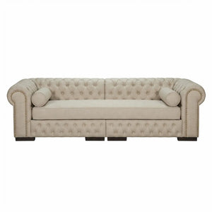 Sofá Chesterfield 230cm - 2 Partes - Linho Claro + Cores