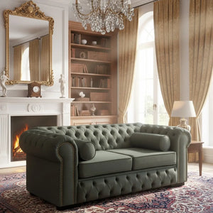 Sofá Chesterfield 180cm Linho Verde + Cores